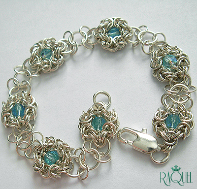 aquamarine romanov byzantine silver plated chainmail bracelet
